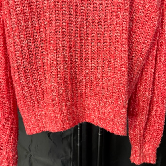 Anthropologie Vibrant Coral V-Neck Sweater - Picture 9 of 13